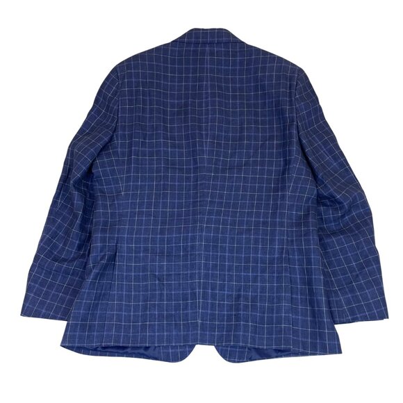 Tommy Hilfiger Mens Navy Plaid Blazer Two-Button Suit Jacket Size 44R - Picture 2 of 11